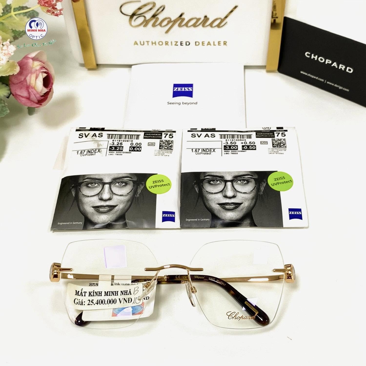 GỌNG KÍNH KHÔNG VIỀN TỪ CHOPARD MANG VẺ ĐẸP TỐI GIẢN NHƯNG ĐẦY KHÍ CHẤT | MẮT KÍNH MINH NHÃ PHAN THIẾT