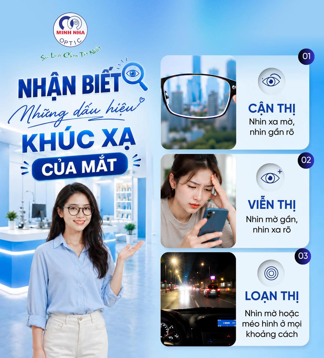 NHẬN BIẾT NHỮNG DẤU HIỆU KHÚC XẠ CỦA MẮT | MẮT KÍNH MINH NHÃ PHAN THIẾT